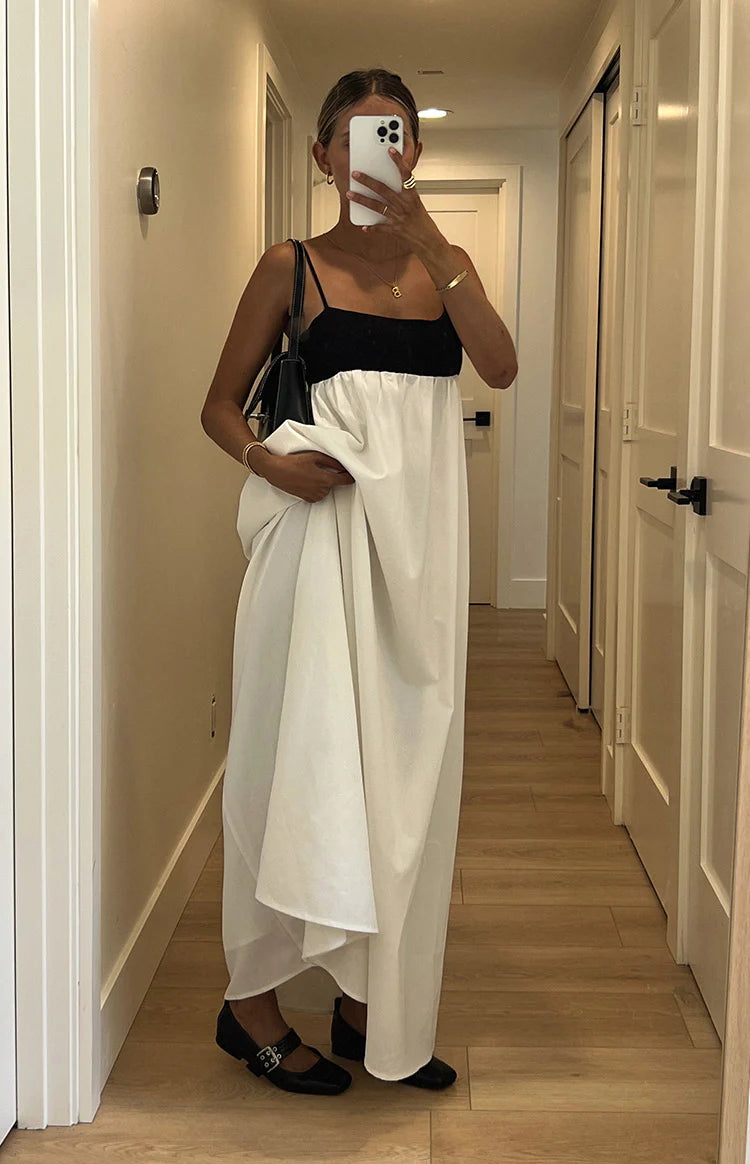 Akari White Contrast Maxi Dress - US 8