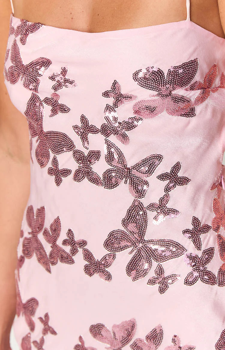 Alora Pink Butterfly Sequin Mini Dress | Beginning Boutique US Alora Pink Butterfly Sequin Mini Dress | Beginning Boutique US