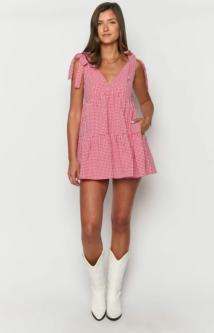 Angel Girl Red Gingham Mini Dress