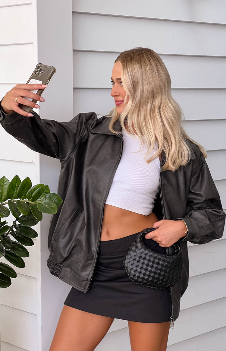 Leather Bomber Short Black Bomber Jacket Black Leather Bruiser Bomber