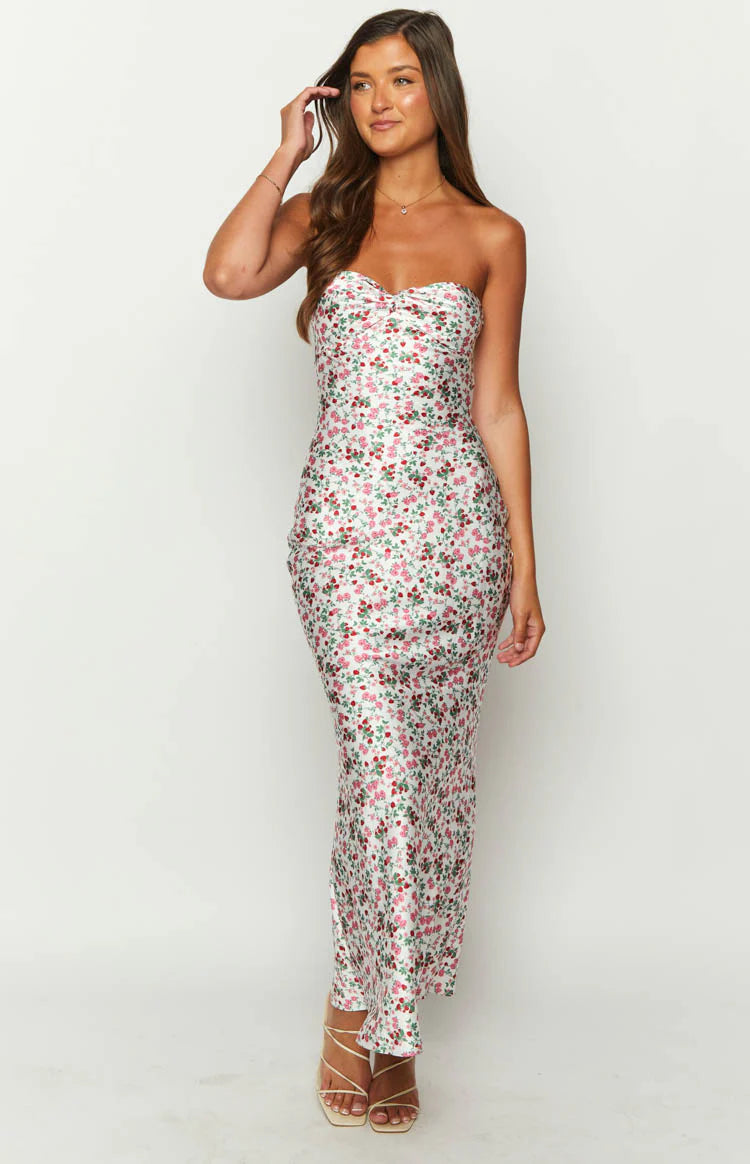 Abbie White Floral Maxi Formal Dress - US 6 | Beginning Boutique Exclusive Abbie White Floral Maxi Formal Dress - US 6 | Beginning Boutique Exclusive