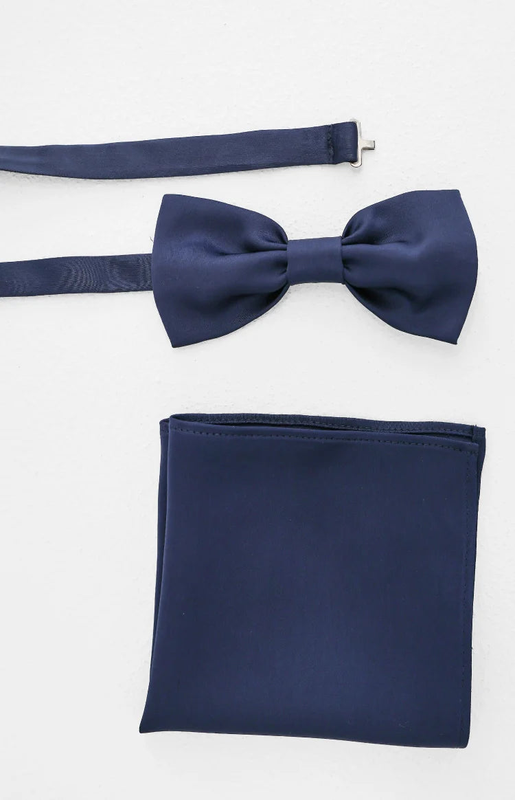 Abel Navy Bow Tie And Pocket Square Set