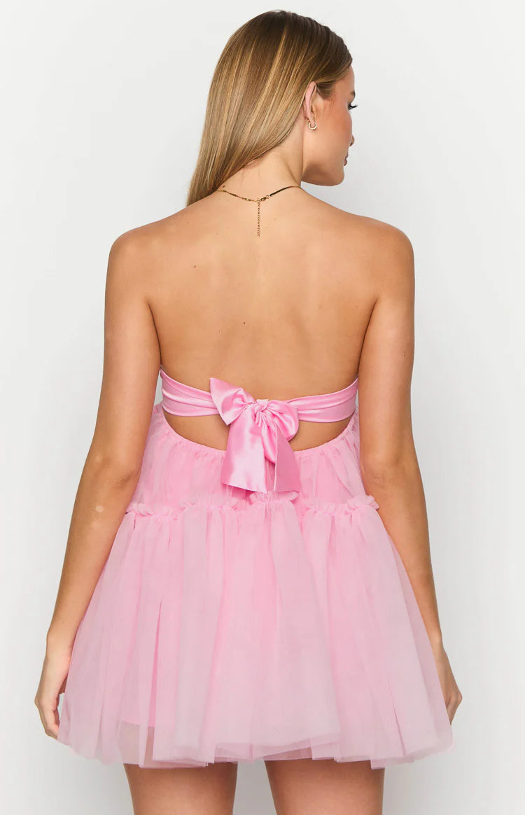 abi mini dress Abigail Pink Strapless Mini Dress - US 4
