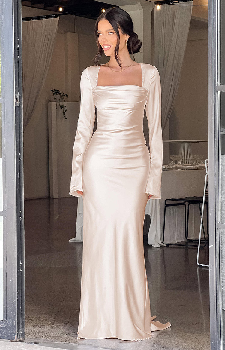 Addina Cream Long Sleeve Maxi Dress Beginning Boutique US