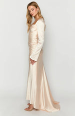 Addina Cream Long Sleeve Maxi Dress - US 18 | Beginning Boutique Exclusive Addina Cream Long Sleeve Maxi Dress - US 18 | Beginning Boutique Exclusive