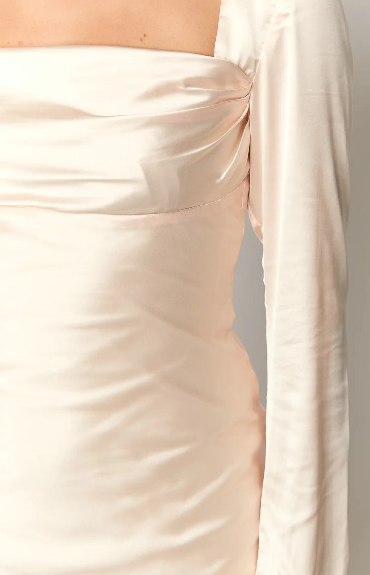 Addina Cream Long Sleeve Maxi Dress - US 18 | Beginning Boutique Exclusive Addina Cream Long Sleeve Maxi Dress - US 18 | Beginning Boutique Exclusive