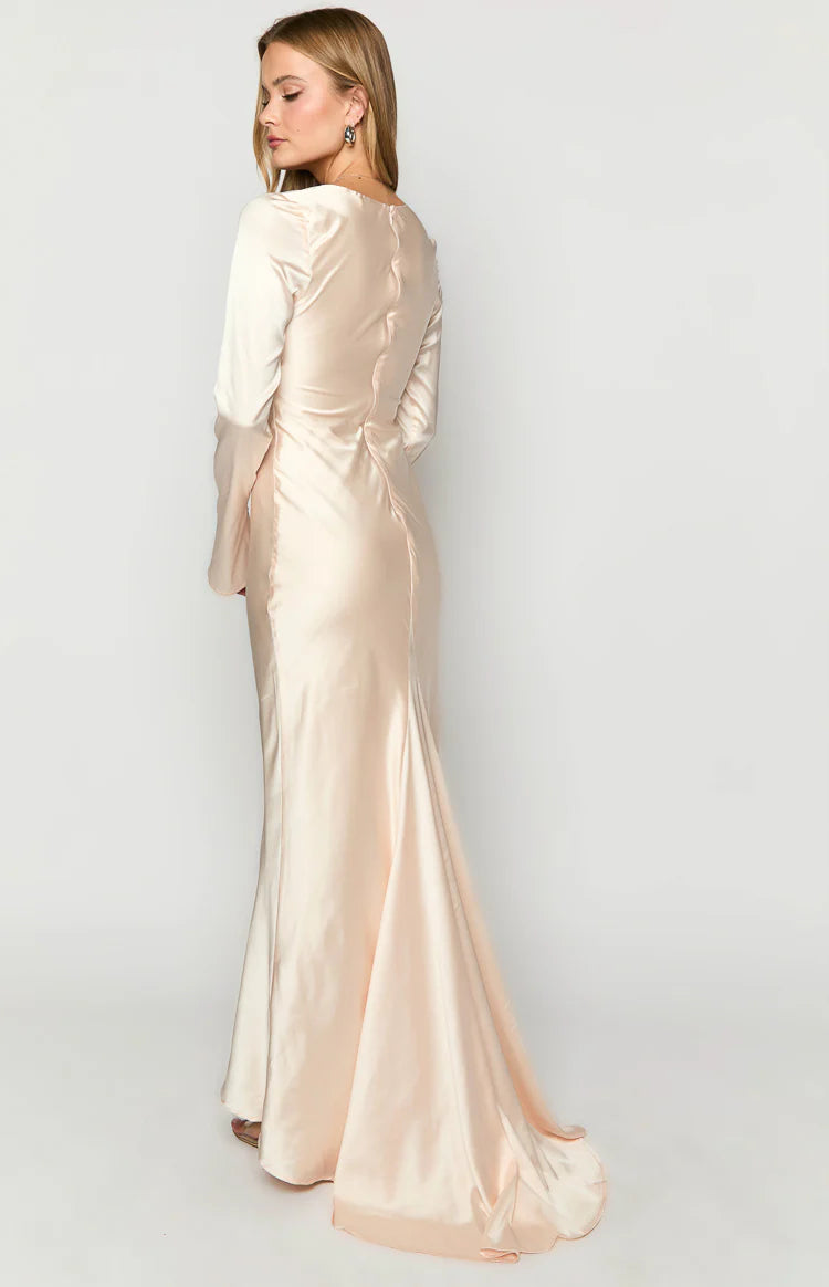 Addina Cream Long Sleeve Maxi Dress - US 18 | Beginning Boutique Exclusive Addina Cream Long Sleeve Maxi Dress - US 18 | Beginning Boutique Exclusive