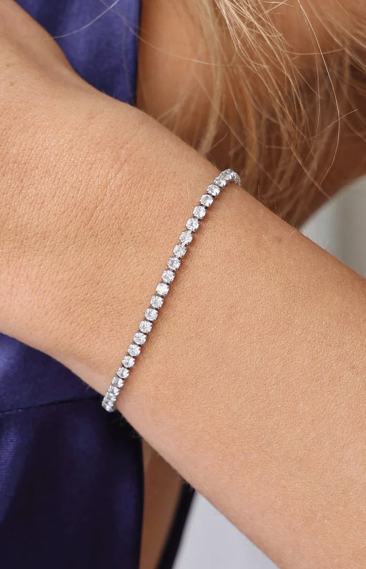 Addison Silver Diamante Tennis Bracelet