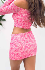 Addison Pink Mesh Mini Skirt Image