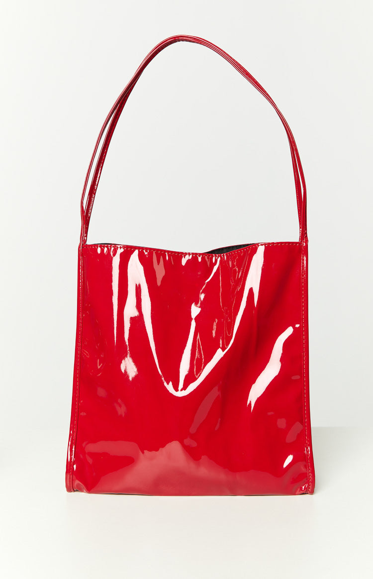 Adore Wine Red Patent PU Shoulder Bag Image