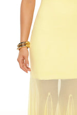 Adria Yellow Strapless Asymmetrical Formal Maxi Dress