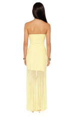 Adria Yellow Strapless Asymmetrical Formal Maxi Dress