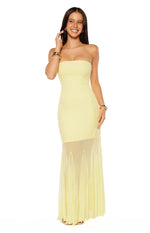 Adria Yellow Strapless Asymmetrical Formal Maxi Dress Image