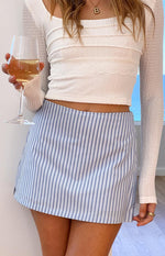 Adrianne Blue Striped Skort Image