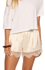 Agnes Cream Satin Lace Shorts Image