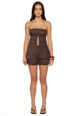 Ailany Brown Floral Strapless Longline Top Image