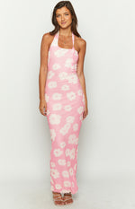 Aimee Pink Floral Maxi Halter Dress Image