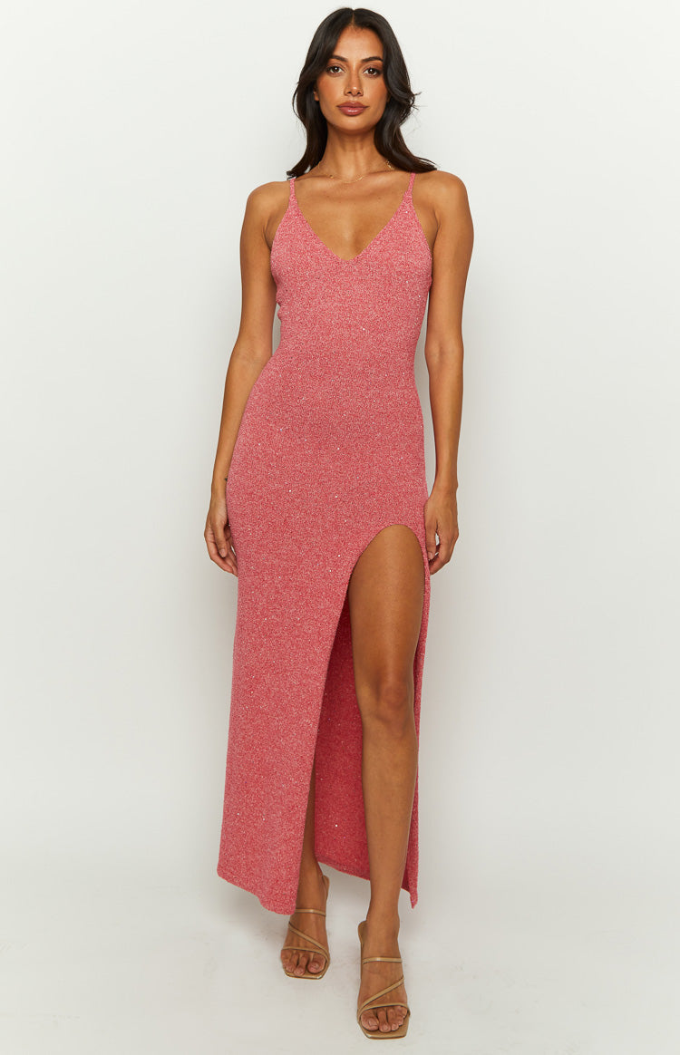 Airdrie Pink Knit Maxi Dress Image