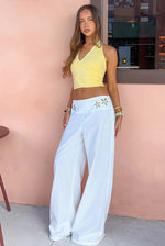 Alamara White Floral Detail Wide Leg Pants - PRE ORDER