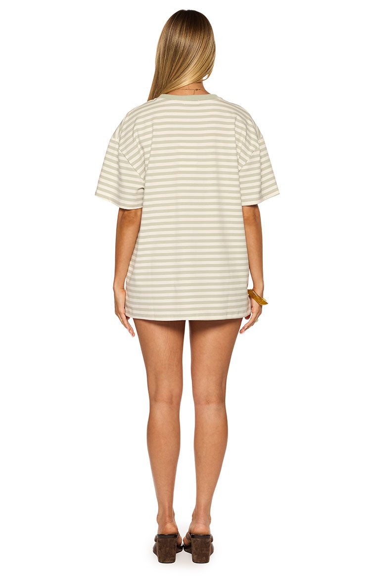 Alba Sage Stripe Oversized Tee Image