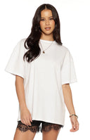 Beginning Boutique Alba Plain White Tee white oversized crew neck short sleeve longline t-shirt