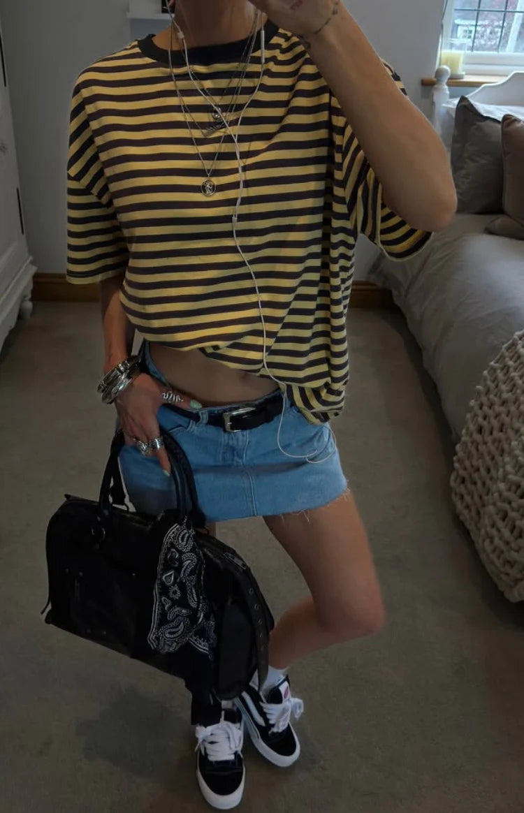 Alba Yellow Stripe Oversized Tee
