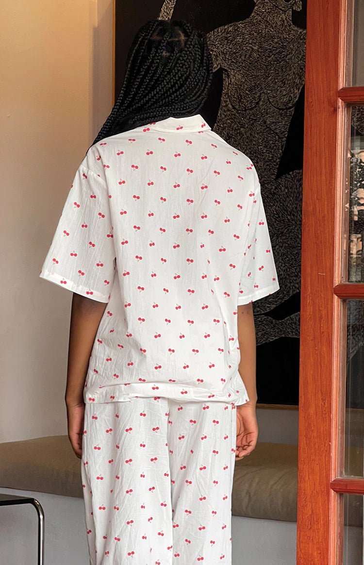 Alexea Cherry Print Pajama Shirt