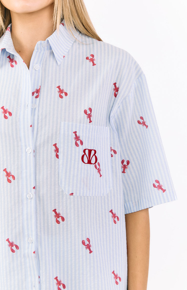 Alexea Lobster Print Pajama Shirt Image