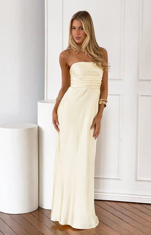Alexia Yellow Strapless Maxi Dress