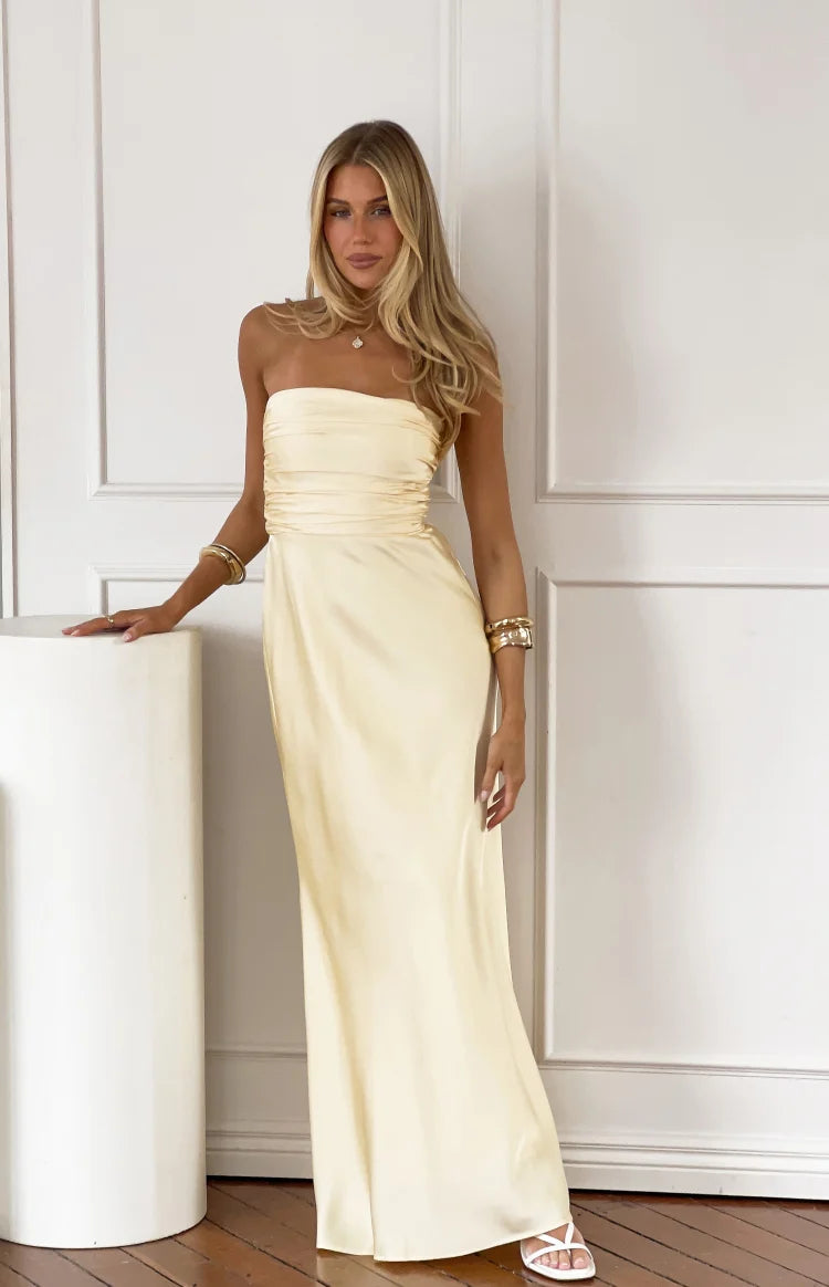 Alexia Yellow Strapless Maxi Dress
