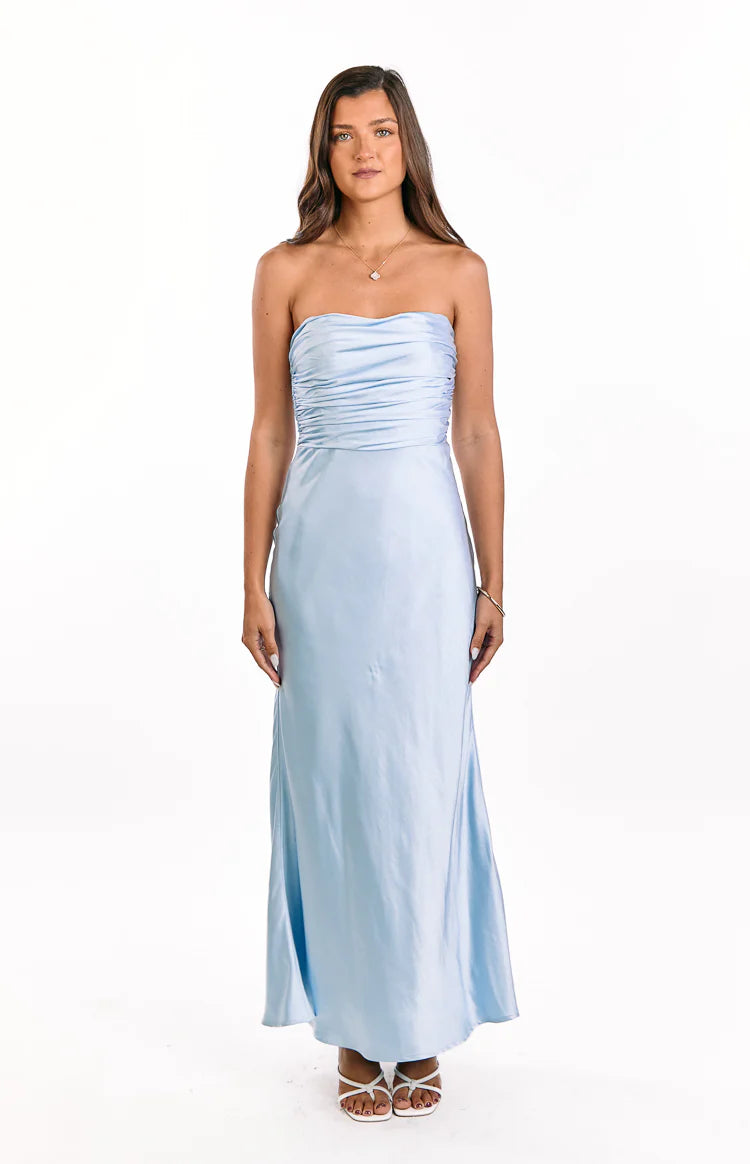 Alexia Blue Strapless Maxi Dress - US 0 | Beginning Boutique Exclusive Alexia Blue Strapless Maxi Dress - US 0 | Beginning Boutique Exclusive