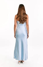 ariella blue satin strapless maxi dress Alexia Blue Strapless Maxi Dress - US 0