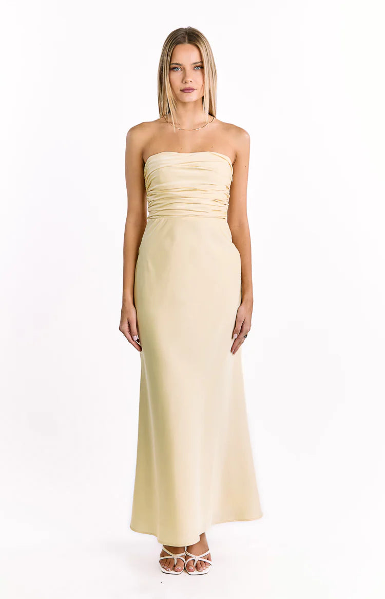 Alexia Yellow Strapless Maxi Dress