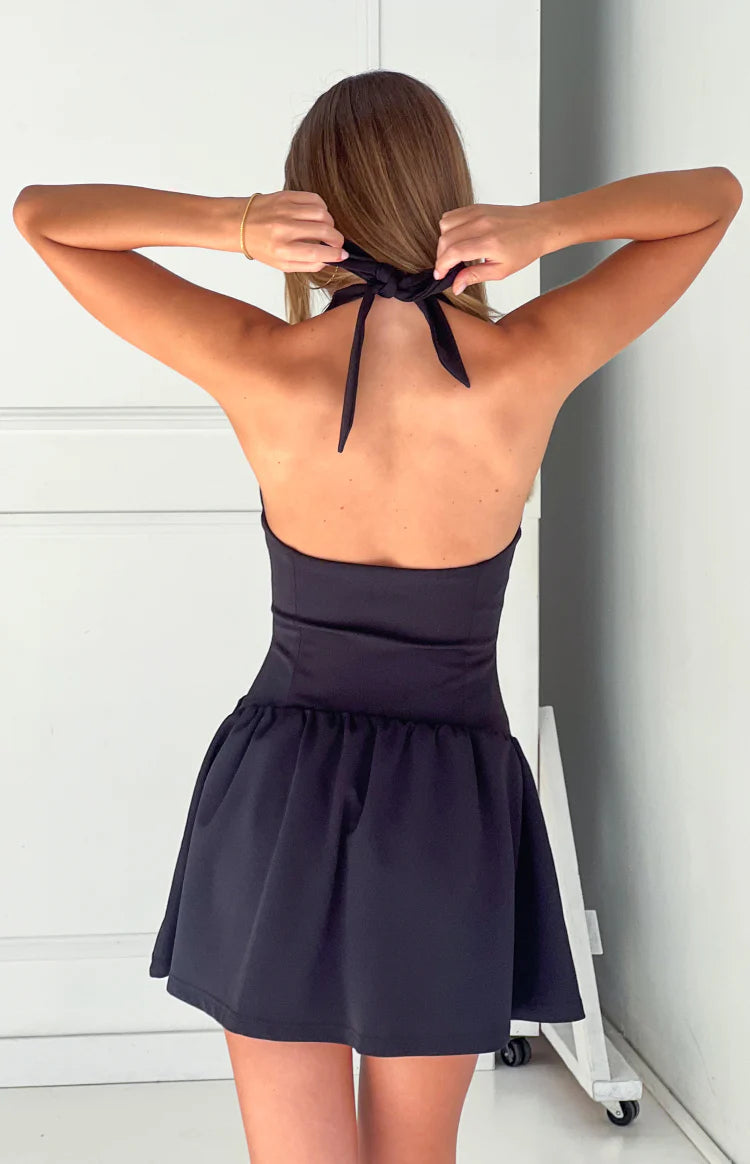 Alice Black Halter Neck Mini Dress - US 4