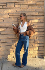 All I Wanted Brown Plaid Puffer Jacket Image