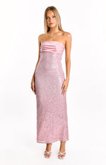 Alliana Pink Sequin Strapless Formal Maxi Dress Image