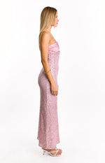 Alliana Pink Sequin Strapless Formal Maxi Dress Image