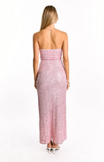 Alliana Pink Sequin Strapless Formal Maxi Dress Image