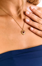 Almost Mine Gold Red Heart Pendant Necklace Image