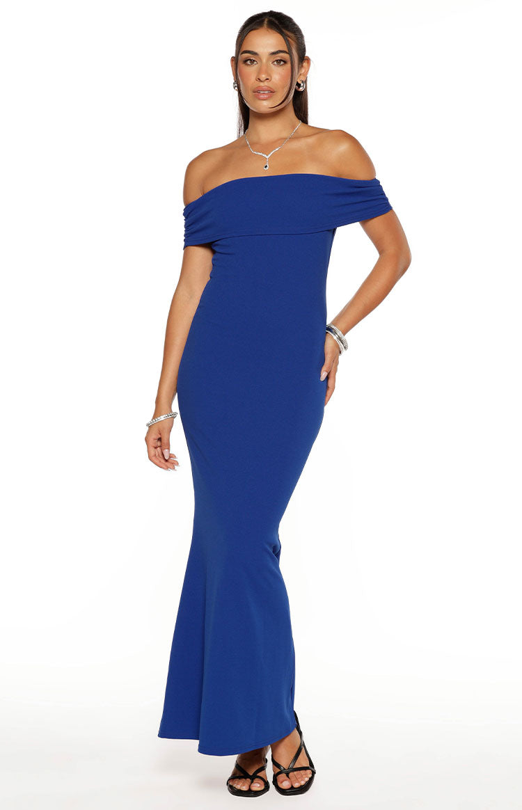 cobalt blue fit and flare dress Amabella Crepe Maxi - US 4 White & Black Dress US SLOW MOVERS 09.16 Size:15.5