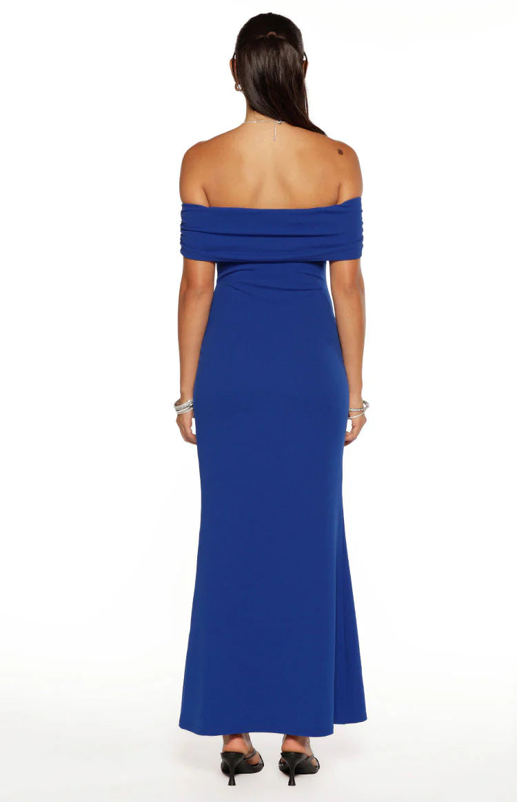 blue dress for baby girl Amabella Cobalt Blue Crepe Maxi Dress - US 4