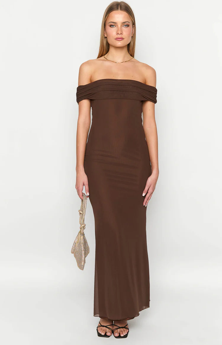 Amabella Brown Maxi Dress - US 4 | Beginning Boutique Exclusive Amabella Brown Maxi Dress - US 4 | Beginning Boutique Exclusive