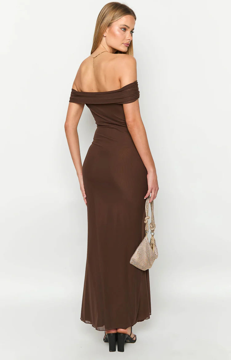 Amabella Brown Maxi Dress - US 4 | Beginning Boutique Exclusive Amabella Brown Maxi Dress - US 4 | Beginning Boutique Exclusive