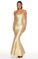 Amanda Gold Bandage Strapless Formal Maxi Dress