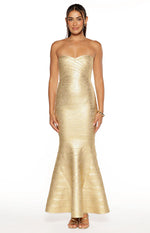 Amanda Gold Bandage Strapless Formal Maxi Dress