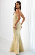 Amanda Gold Bandage Strapless Formal Maxi Dress Image