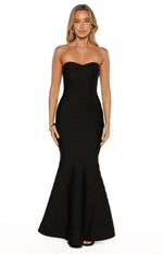 Amanda Black Bandage Strapless Formal Maxi Dress Image
