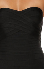 Amanda Black Bandage Strapless Formal Maxi Dress