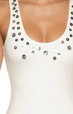 Amba White Button Detail Midi Dress