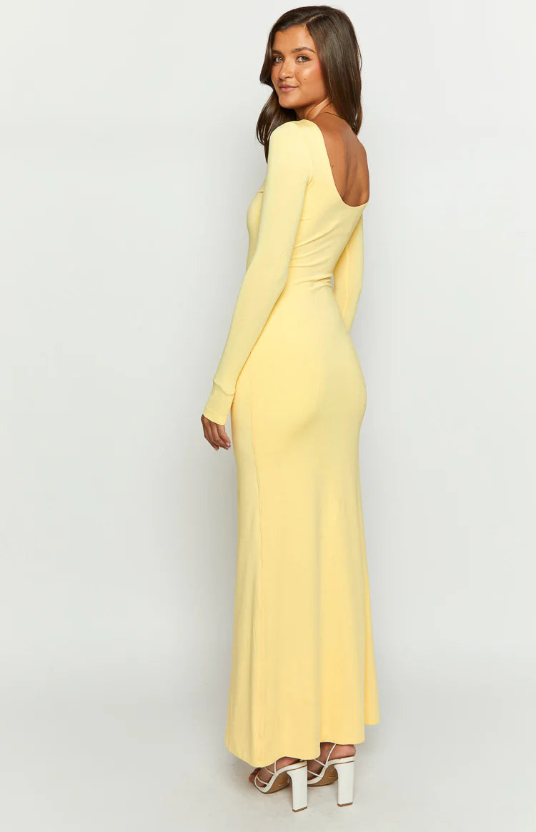 Amber Glow Yellow Long Sleeve Maxi Dress - US 10 | Beginning Boutique Exclusive Amber Glow Yellow Long Sleeve Maxi Dress - US 10 | Beginning Boutique Exclusive